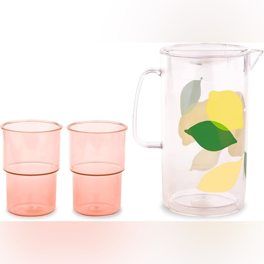 Kate Spade 🍋 Lemon Pitcher and Stackable Cups Set